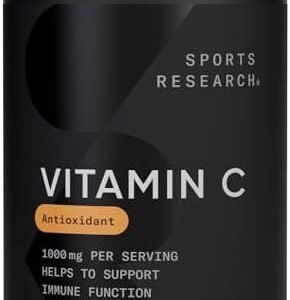 Sports Research Vitamin C 1000mg - Non-GMO Project Verified Ascorbic Acid Vitamin C Supplement for Immune Support & Antioxidant Protection | Vegan Friendly, 8 Month Supply (240 Count)