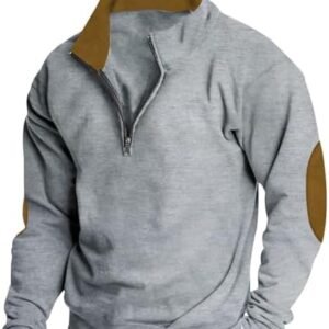 METAXAS Sherpa Crewneck Sweatshirts Men Long Sleeve Casual Patch Half Zip Pullover Winter Fall Warm Fleece Lined Sweater