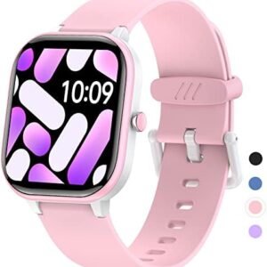 HENGTO Fitness Tracker Watch for Kids, IP68 Waterproof Kids Smart Watch with 1.4 inch DIY Watch Face 19 Sport Modes, Pedometers, Heart Rate, Sleep Monitor, Great Gift for Boys Girls Teens 6-16 (Pink)