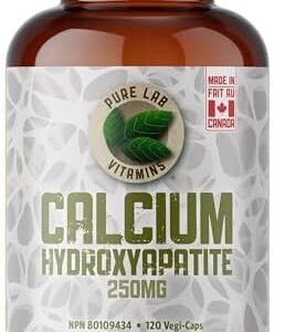 Pure Lab Vitamins - Calcium Hydroxyapatite Supplements | 120 Vegan Capsules | Building Strong Foundations | Bioavailable Source of Calcium Derived From Whole Bone