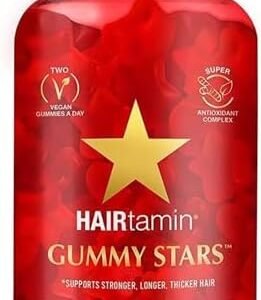HAIRtamin Vegan Gummy Stars Hair Vitamins | Non-GMO | Natural Biotin Hair Vitamin Gummies to Maintain Healthy Hair Skin & Nails | Multivitamin Supplement to Help Maintain Healthy Looking Hair