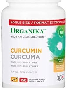 Organika Curcumin 500 mg- Anti-Inflammatory, Antioxidant, Joint Pain Relief, Natural Tonic- 150 vcaps