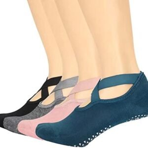 BQA Yoga Socks for Women 4 Pairs Non Slip Yoga Socks Pilates Socks Anti-Skid Socks