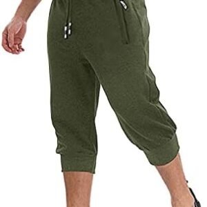 MAGNIVIT Men's 3/4 Jogger Capri Pants Workout Gym Below Knee Shorts Zipper Pockets
