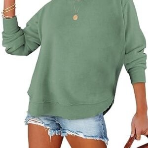 CHICZONE Women Long Sleeve Crew Neck Sweatshirt Solid Fall Vintage Pullover Tops
