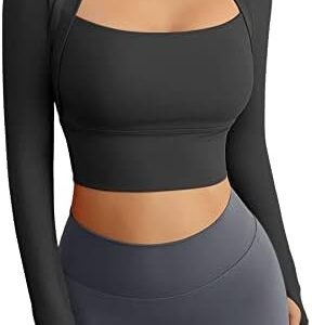 Navneet Women Workout Crop Tops Long Sleeve Going Out Top Gym Clothes Yoga Shirt Padded Athletic Tops Sport Femme