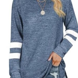 Jescakoo Sweatshirts for Women Long Sleeve Oversized Pullover Crewneck Sweater for Women Casual Loose Tunic Tops Fall Winter