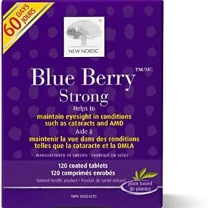 New Nordic Blue Berry Strong | Eye & Vision Support | Lutein & Bilberry Supplement | 120 Tablets (Pack of 1)