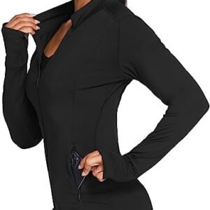 Pinspark Women's Track Jacket Breathable Running Jacket Zip Up Sportswear Flim Fit Workout Tops