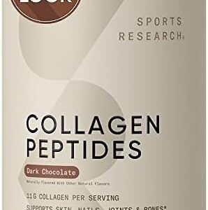Sports Research Collagen Peptides - Hydrolyzed Type 1 & 3 Collagen Powder Protein Supplement for Healthy Skin, Nails, Bones & Joints - Easy Mixing Vital Nutrients & Proteins, Collagen for Women & Men
