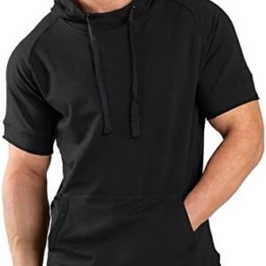 COOFANDY Men's Short Sleeve Hoodie Workout Gym Sweatshirt Muscle Fit Fashion Athletic Hoodies Pullover Cotton Hooded T-Shirts