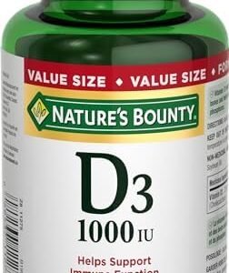 Nature's Bounty Vitamin D3 1000IU Supplement Helps Maintain Immune Function, Bones, and Teeth, 250 Softgels