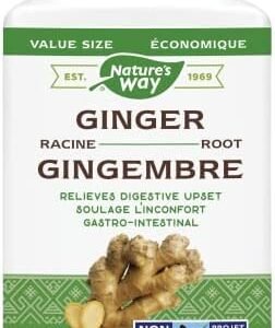 Nature's Way Ginger Root – Traditional Digestive Support Supplement - Used in Herbal Medicine to Help Relieve Digestive Upset – Non-GMO - 180 Vegetarian Capsules, Value Size