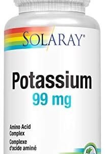 SOLARAY – Potassium, 99mg | Amino Acid Complex | Heart Health & Electrolyte Balance | Dietary Supplement | Vegan, Lab Verified | 100 Vegetarian Capsules