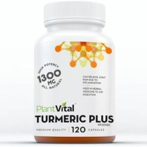 PlantVital Turmeric Curcumin Capsules with Bioperine 1300mg Turmeric Supplements with Black Pepper to Relieve Joint Pain Gluten and GMO-Free Curcumin Supplements with Black Pepper -120 Count
