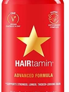 Hairtamin Advanced Hair Vitamins for Women & Men | All Natural Vegan 5000 Mcg Biotin Capsules Hair Vitamin Supplement | Hair Skin and Nail Vitamins to Promote Hair Growth & Thickness | 30 Hair Pills