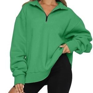 MODARANI Womens Hoodies Sweatshirt Oversized Pullover Trendy Fall Fashion Quarter Zip Up Hooded with Pocket