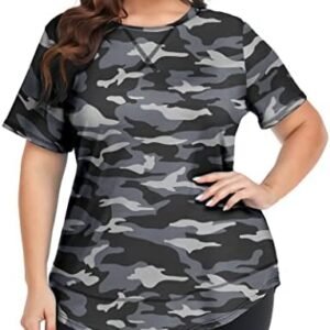 COOTRY Plus Size Workout Tops for Women Short Sleeve Loose fit Shirts Athletic Gym Yoga Clothes