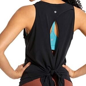 CRZ YOGA Women's Workout Sleeveless Shirts Round Neck Yoga Vest Open Back Sport Tank Tops
