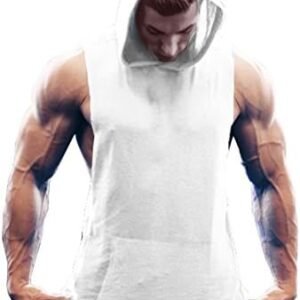COOFANDY Men's Workout Hooded Tank Tops Bodybuilding Muscle Cut Off T Shirt Sleeveless Gym Hoodies