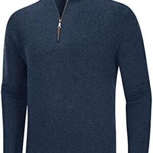 MAGCOMSEN Men's Casual Knitted Sweaters Turtleneck Pullover with 1/4 Zip Soft Fall Winter Polo Sweater