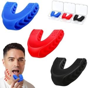 Jaw Exerciser, 3 PCS Jawline Shaper, Jaw Exerciser for Men & Women, Jawline Exerciser, Jaw Trainer, Tighten & Tones, Target Your Chin & Cheekbones, Facial Exerciser for Beginner Intermediate Advanced (Black+Blue+Red)
