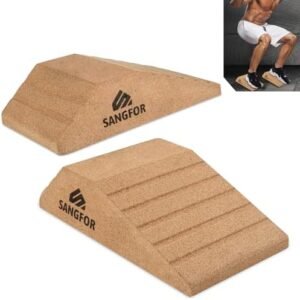 Squat Wedge,High Density Cork Squat Wedge Block with Large Load-Bearing,Non-Slip Slant Board for Squats,Dual Labeled Angles Calf Raise Block,2PCS Squat Wedges for Heel Elevated,Calf Stretcher,Workout