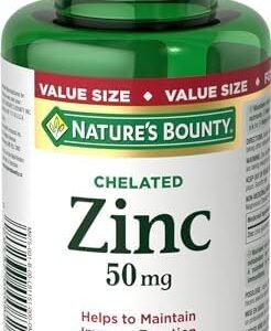 Nature's Bounty Chelated Zinc 50mg, Supports Immune Function and Maintain Body's Ability to Metabolize Nutrients, Maintains Healthy Skin and Bones, 200 Caplets