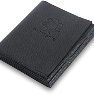 Primasole Folding Yoga Travel Pilates Mat Foldable Easy to Carry to Class Beach Park Travel Picnics 4mm Thick Black Color PSS91NH048A