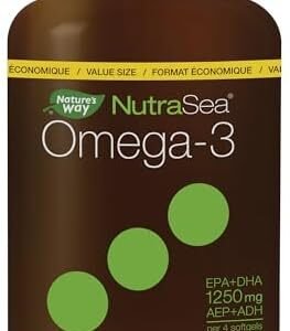Nature's Way NutraSea Omega-3 Supplement Soft Gels with Zesty Lemon Flavour – EPA and DHA Fish Oil – Support Healthy Heart and Brain Function in Kids 14+ and Adults, 240 Softgels, Value Size