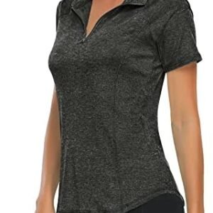 Luranee Women's Short Sleeve Moisture Wicking Athletic Shirts Quarter Zip Pullover