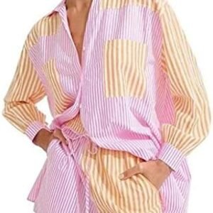 Eledobby Womens Summer 2 Piece Outfits Short Sets Long/Half Sleeve Two Piece Summer Streetwear Tracksuit Set with Pockets