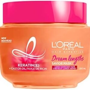 L'Oreal Paris Dream Lengths Savior Mask, Hair Mask for Long Damaged Hair, Formulated with Castor Oil & Keratin to Regenerate Damaged Length, 300ml