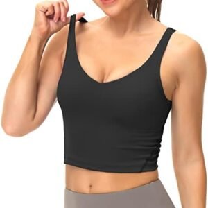 Dragon Fit Sports Bra for Women Longline Padded Yoga Bra Medium Impact Crop Tank Tops for Workout,Fitness,Running