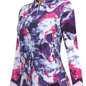 Tanst Sky Women's Golf Shirt UPF 50+ Long Sleeve Quarter Zip Pullover Athletic Hiking Workout Tops