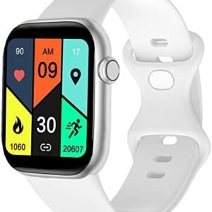 Smart Watch for Women Men for Android iOS Compatible iPhones Samsung, Hyglewy 1.7" Smartwatch Fitness Tracker with Call/SMS/Heart Rate/Blood Oxygen/Sleep Monitor/Pedometer (Off-White)