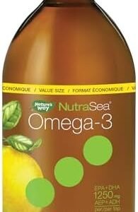 Nature's Way NutraSea Omega-3 Supplement with Zesty Lemon Flavour – EPA and DHA Fish Oil – Support Healthy Heart and Brain Function in Kids and Adults – GMO Free, 500 ml Liquid