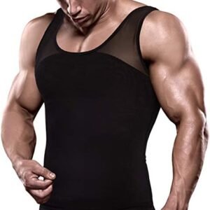 Hoter Men's Compression Shirt to Hide Gynecomastia Moobs Chest Slimming Body Shaper Undershirt