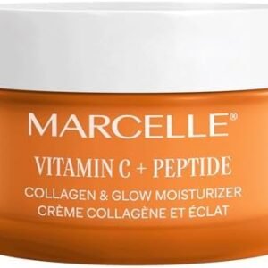 Marcelle Vitamin C + Peptide Collagen & Glow Moisturizer, Day & Night Cream, Brightening & Smoothing, Vegan, Cruelty-Free, Hypoallergenic, Non-Comedogenic, Paraben-Free, Fragrance-Free, 50 mL