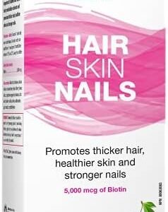 Jamieson Hair, Skin, Nails - 5,000 mcg Biotin, Natural Cherry Flavour, Gluten-Free, 60 Count (Pack of 1)