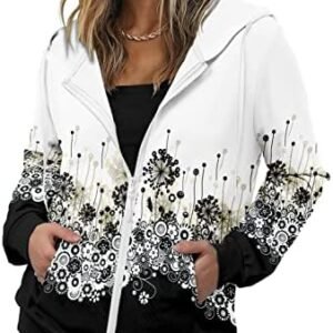 onlypuff Women's Zip Up Hoodie Long Sleeve Hooded Drawstring Sweatshirts Coat with Pocket