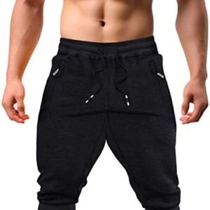 EKLENTSON Men's Jogger Pants High Elasticity Elastic Waist Gym Workout Running Sweatpants with Pockets