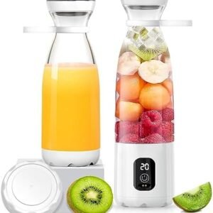 Leegoal Portable Blender, 300w Personal Blender for Shakes and Smoothies 6 Blades Blender for Kitchen Mini Fast Crushed Ice Fresh Juice 6000mah Rechargeable Travel Blender Bravo 20oz (White)