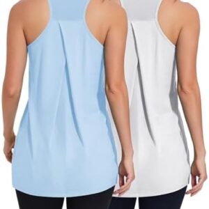 TAIPOVE Mesh Tank Top Cotton Racerback Long Tanks for Women Gym Clothes Workout Tops 2 Packs