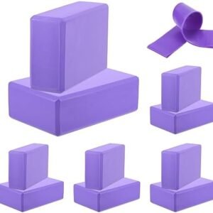 PATIKIL Yoga Blocks & Resistance Band Set, 10 Pack High-Density EVA Foam Yoga Block Bulk 9"x6"x3" Non-Slip Dance Brick Lightweight for Women Gym Stretching Yoga Pilates