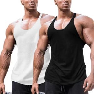 FLLSGT Men's 2 Pack Workout Tank Tops Gym Sleeveless Dry Fit Bodybuilding Shirts Fitness Athletic Muscle Tee