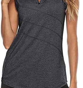 Tanst Sky Women's Zip Up Tank Top Quick Dry Workout Tops Sleeveless Golf Running Yoga Shirt