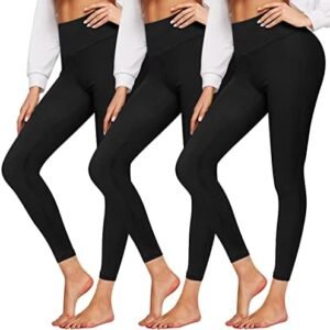 GROTEEN 3 Pack Leggings for Women Butt Lift High Waisted Tummy Control No See-Through Yoga Pants Workout Running Leggings