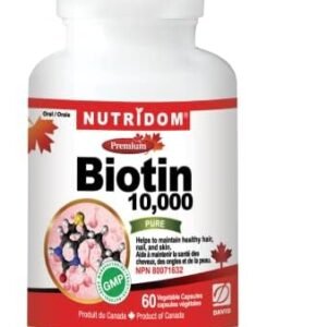 Nutridom Biotin Capsules 10000mcg for Hair Growth, B7-Vitamin Supplements, Supports Healthy Hair, Skin and Nails, Vegan, Non-GMO, Gluten-Free, Dairy & Soy Free (60 Count)