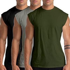 Holure 3 Pack Men's Gym Tank Tops Workout Sleeveless T-Shirts Athletic Muscle Tank Training Bodybuilding Tee Shirts